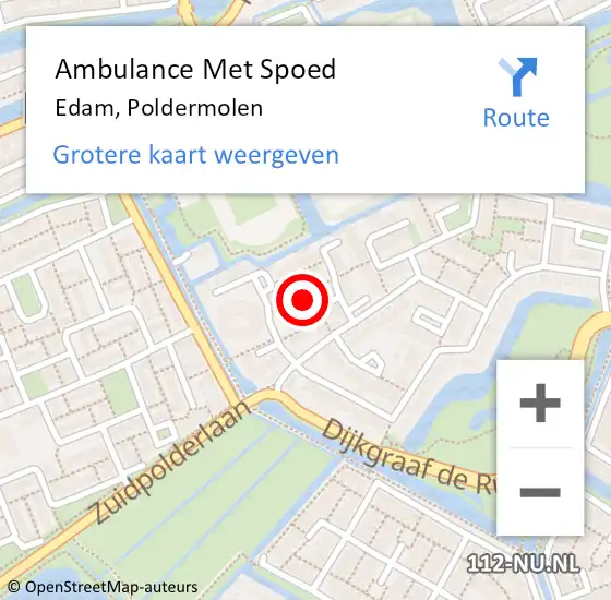 Locatie op kaart van de 112 melding: Ambulance Met Spoed Naar Edam, Poldermolen op 3 juli 2022 01:28