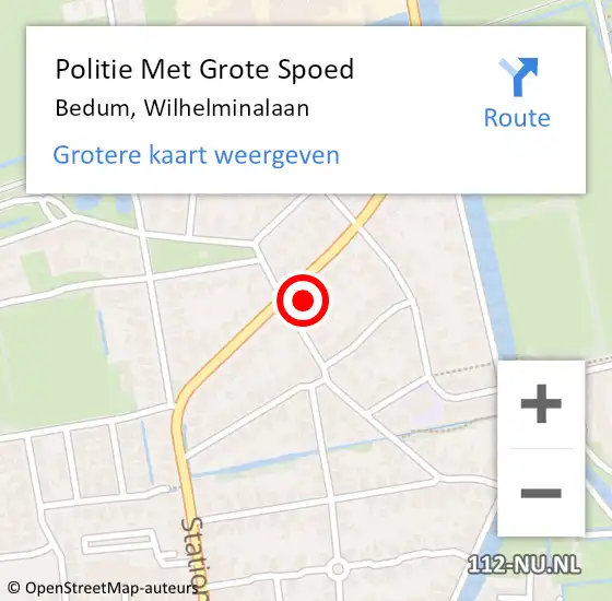 Locatie op kaart van de 112 melding: Politie Met Grote Spoed Naar Bedum, Wilhelminalaan op 3 juli 2022 01:45