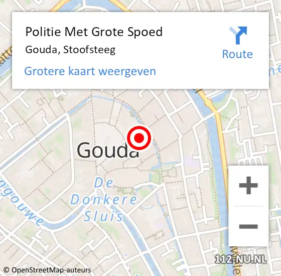 Locatie op kaart van de 112 melding: Politie Met Grote Spoed Naar Gouda, Stoofsteeg op 3 juli 2022 02:01