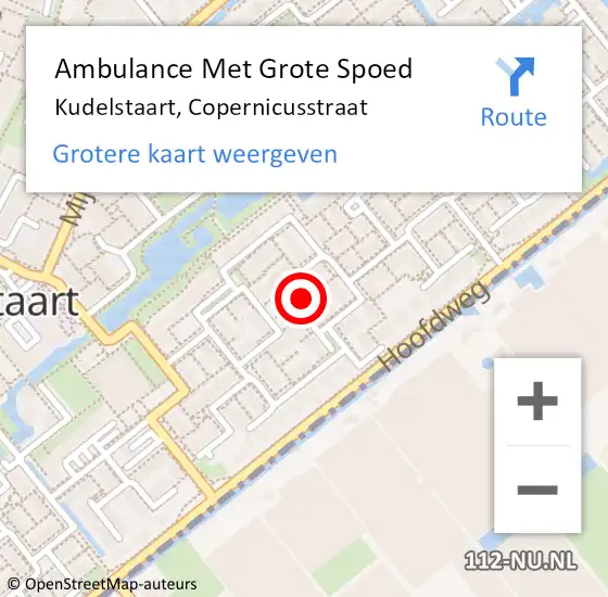 Locatie op kaart van de 112 melding: Ambulance Met Grote Spoed Naar Kudelstaart, Copernicusstraat op 3 juli 2022 02:05