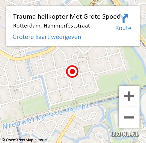Locatie op kaart van de 112 melding: Trauma helikopter Met Grote Spoed Naar Rotterdam, Hammerfeststraat op 3 juli 2022 02:07