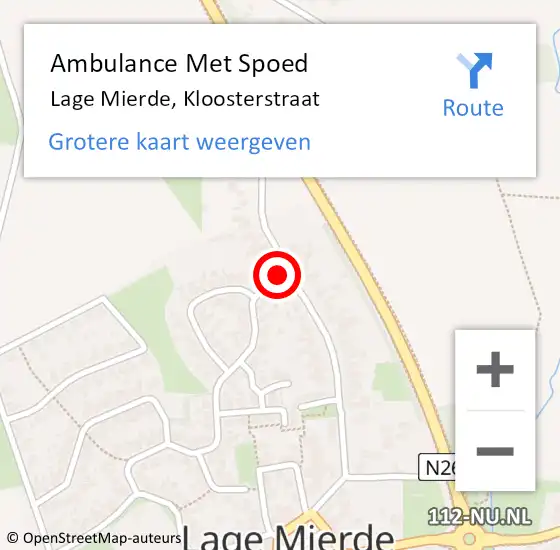 Locatie op kaart van de 112 melding: Ambulance Met Spoed Naar Lage Mierde, Kloosterstraat op 22 juli 2014 05:48