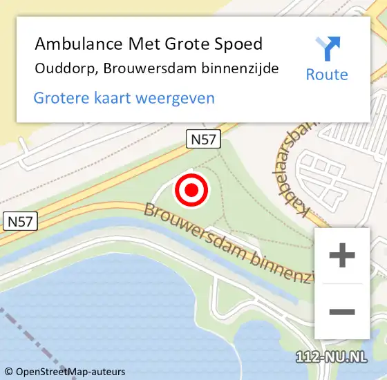 Locatie op kaart van de 112 melding: Ambulance Met Grote Spoed Naar Ouddorp, Brouwersdam binnenzijde op 3 juli 2022 02:12