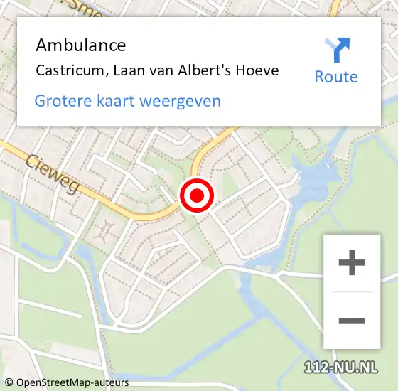 Locatie op kaart van de 112 melding: Ambulance Castricum, Laan van Albert's Hoeve op 3 juli 2022 02:30