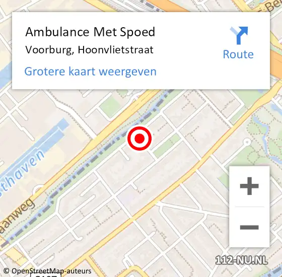 Locatie op kaart van de 112 melding: Ambulance Met Spoed Naar Voorburg, Hoonvlietstraat op 3 juli 2022 02:33