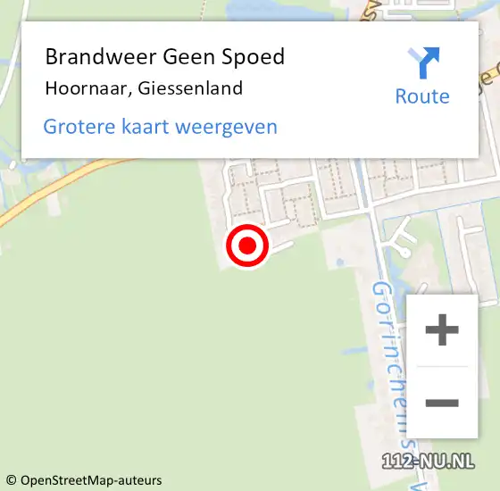 Locatie op kaart van de 112 melding: Brandweer Geen Spoed Naar Hoornaar, Giessenland op 3 juli 2022 02:47