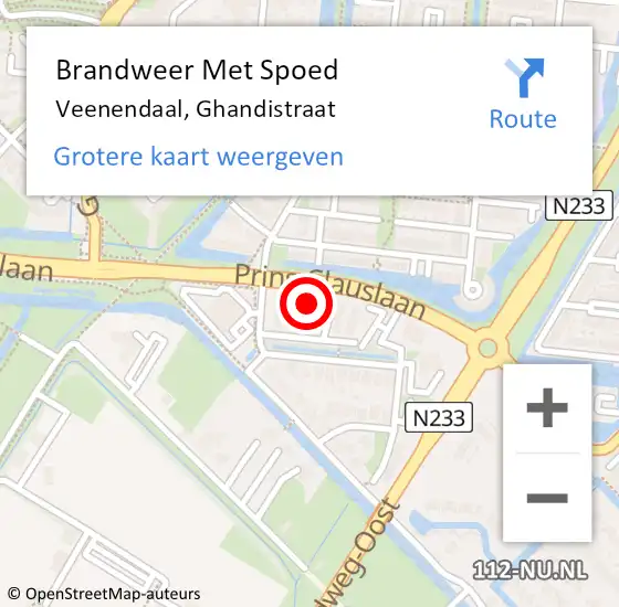 Locatie op kaart van de 112 melding: Brandweer Met Spoed Naar Veenendaal, Ghandistraat op 3 juli 2022 03:53