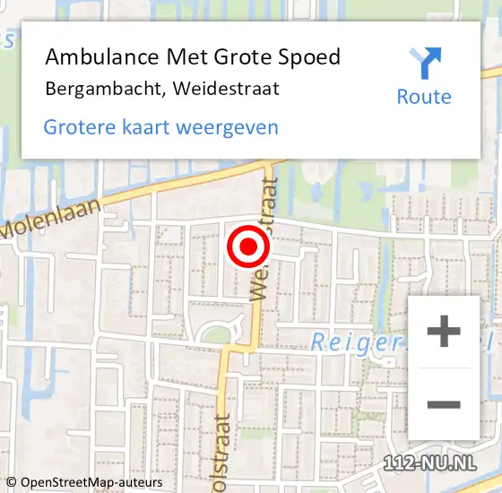 Locatie op kaart van de 112 melding: Ambulance Met Grote Spoed Naar Bergambacht, Weidestraat op 3 juli 2022 04:31