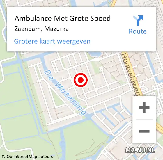 Locatie op kaart van de 112 melding: Ambulance Met Grote Spoed Naar Zaandam, Mazurka op 3 juli 2022 04:58