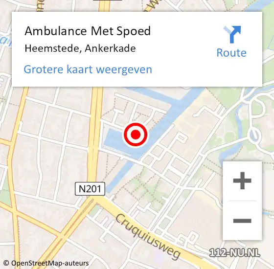 Locatie op kaart van de 112 melding: Ambulance Met Spoed Naar Heemstede, Ankerkade op 3 juli 2022 05:57