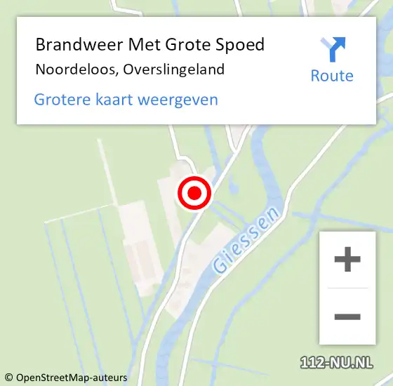 Locatie op kaart van de 112 melding: Brandweer Met Grote Spoed Naar Noordeloos, Overslingeland op 3 juli 2022 06:53