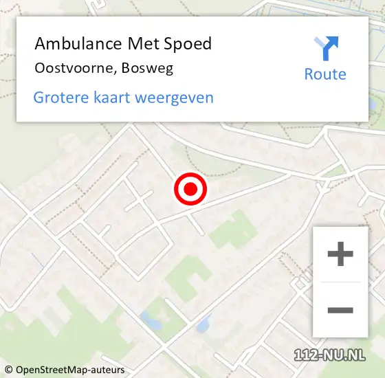 Locatie op kaart van de 112 melding: Ambulance Met Spoed Naar Oostvoorne, Bosweg op 3 juli 2022 07:06