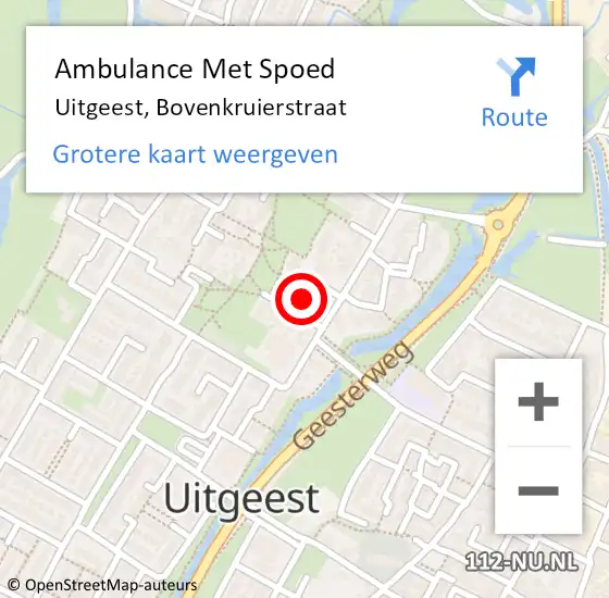 Locatie op kaart van de 112 melding: Ambulance Met Spoed Naar Uitgeest, Bovenkruierstraat op 3 juli 2022 07:07