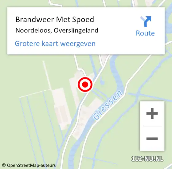 Locatie op kaart van de 112 melding: Brandweer Met Spoed Naar Noordeloos, Overslingeland op 3 juli 2022 07:30