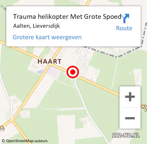 Locatie op kaart van de 112 melding: Trauma helikopter Met Grote Spoed Naar Aalten, Lieversdijk op 3 juli 2022 07:34
