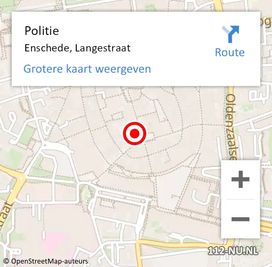 Locatie op kaart van de 112 melding: Politie Enschede, Langestraat op 3 juli 2022 07:47