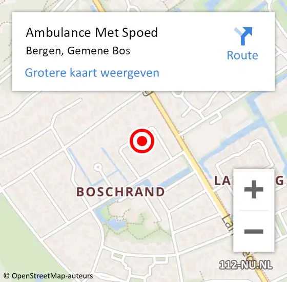 Locatie op kaart van de 112 melding: Ambulance Met Spoed Naar Bergen, Gemene Bos op 3 juli 2022 07:56