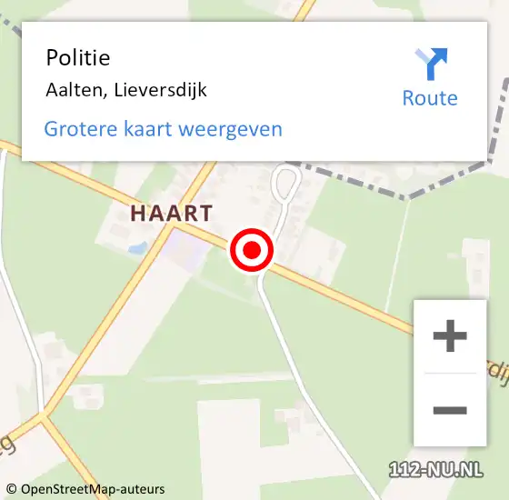 Locatie op kaart van de 112 melding: Politie Aalten, Lieversdijk op 3 juli 2022 08:00
