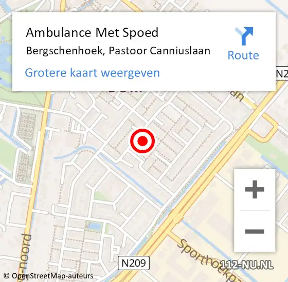 Locatie op kaart van de 112 melding: Ambulance Met Spoed Naar Bergschenhoek, Pastoor Canniuslaan op 3 juli 2022 08:09