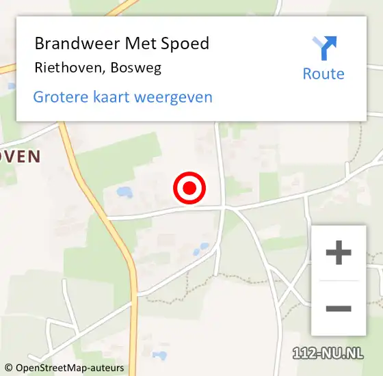 Locatie op kaart van de 112 melding: Brandweer Met Spoed Naar Riethoven, Bosweg op 3 juli 2022 08:11