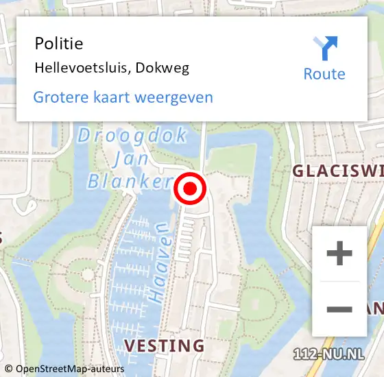 Locatie op kaart van de 112 melding: Politie Hellevoetsluis, Dokweg op 3 juli 2022 08:13