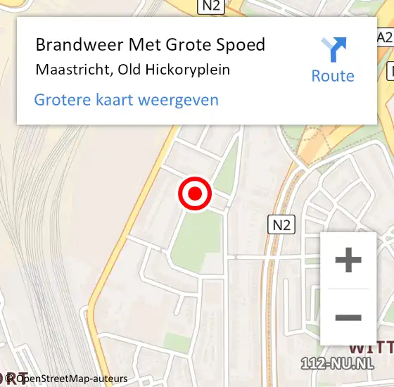 Locatie op kaart van de 112 melding: Brandweer Met Grote Spoed Naar Maastricht, Old Hickoryplein op 3 juli 2022 08:18