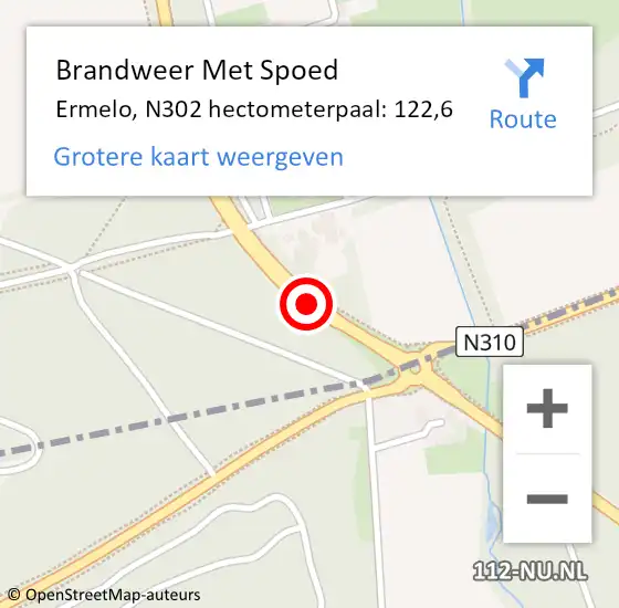 Locatie op kaart van de 112 melding: Brandweer Met Spoed Naar Ermelo, N302 hectometerpaal: 122,6 op 3 juli 2022 08:20