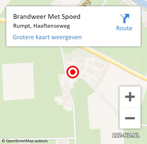 Locatie op kaart van de 112 melding: Brandweer Met Spoed Naar Rumpt, Haaftenseweg op 3 juli 2022 08:36