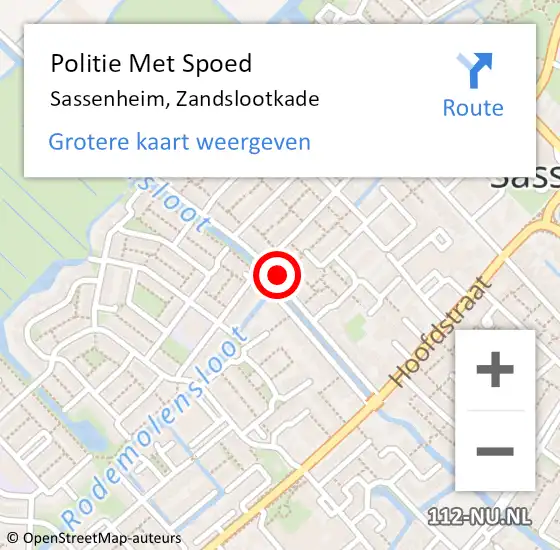 Locatie op kaart van de 112 melding: Politie Met Spoed Naar Sassenheim, Zandslootkade op 3 juli 2022 09:00