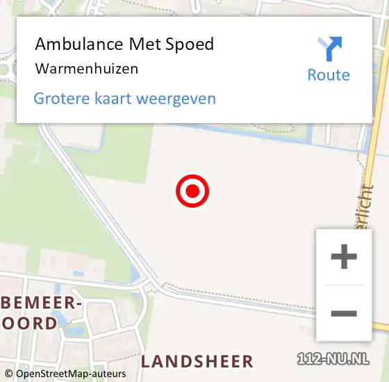 Locatie op kaart van de 112 melding: Ambulance Met Spoed Naar Warmenhuizen op 3 juli 2022 09:10