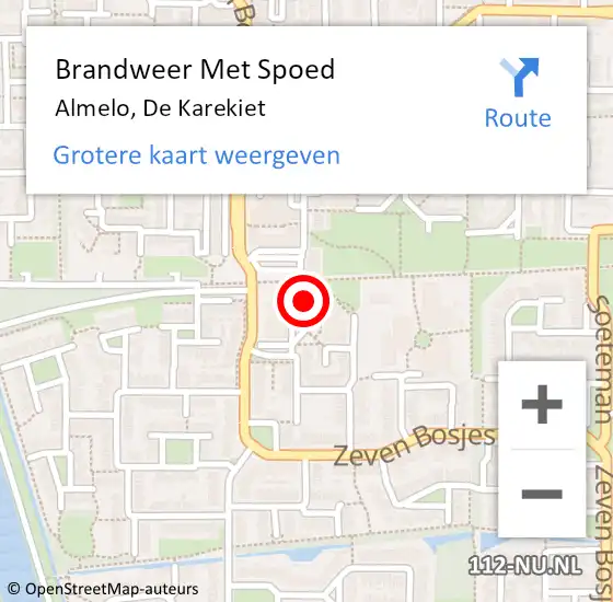 Locatie op kaart van de 112 melding: Brandweer Met Spoed Naar Almelo, De Karekiet op 3 juli 2022 09:11