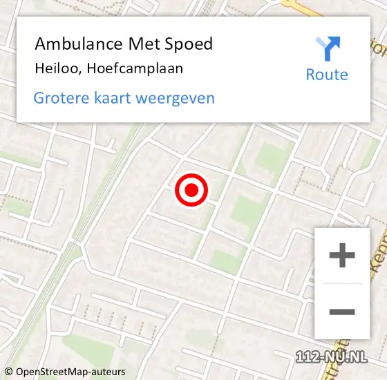 Locatie op kaart van de 112 melding: Ambulance Met Spoed Naar Heiloo, Hoefcamplaan op 3 juli 2022 09:14