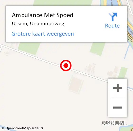 Locatie op kaart van de 112 melding: Ambulance Met Spoed Naar Ursem, Ursemmerweg op 3 juli 2022 09:34