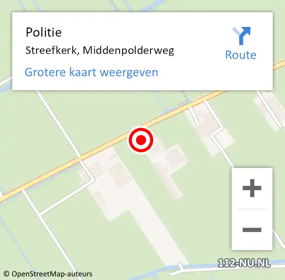 Locatie op kaart van de 112 melding: Politie Streefkerk, Middenpolderweg op 3 juli 2022 10:37