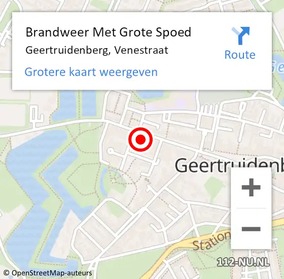 Locatie op kaart van de 112 melding: Brandweer Met Grote Spoed Naar Geertruidenberg, Venestraat op 22 juli 2014 07:13