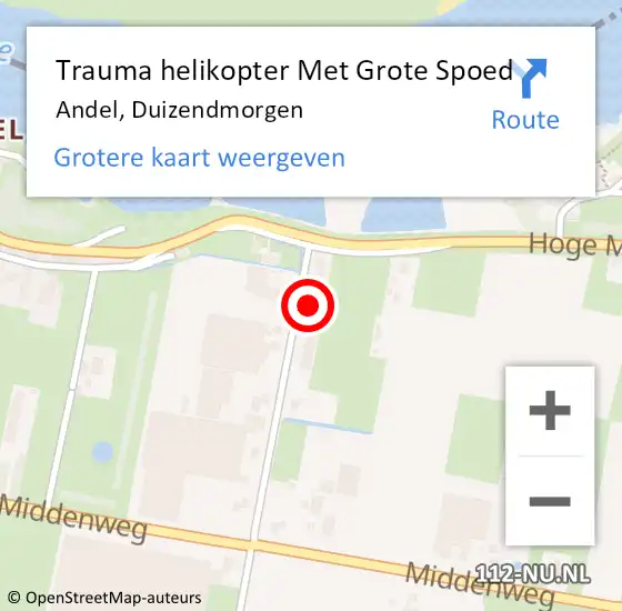 Locatie op kaart van de 112 melding: Trauma helikopter Met Grote Spoed Naar Andel, Duizendmorgen op 3 juli 2022 11:14