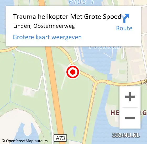 Locatie op kaart van de 112 melding: Trauma helikopter Met Grote Spoed Naar Linden, Oostermeerweg op 3 juli 2022 11:35