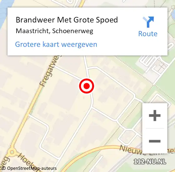 Locatie op kaart van de 112 melding: Brandweer Met Grote Spoed Naar Maastricht, Schoenerweg op 3 juli 2022 11:42