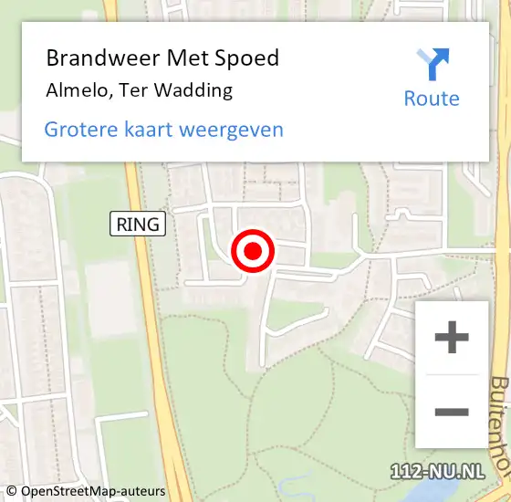 Locatie op kaart van de 112 melding: Brandweer Met Spoed Naar Almelo, Ter Wadding op 3 juli 2022 11:43