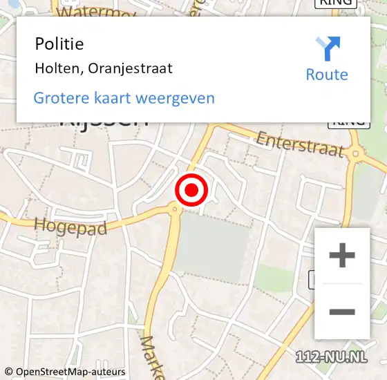 Locatie op kaart van de 112 melding: Politie Holten, Oranjestraat op 3 juli 2022 11:46