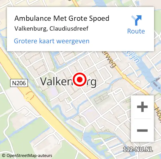 Locatie op kaart van de 112 melding: Ambulance Met Grote Spoed Naar Valkenburg, Claudiusdreef op 3 juli 2022 11:46