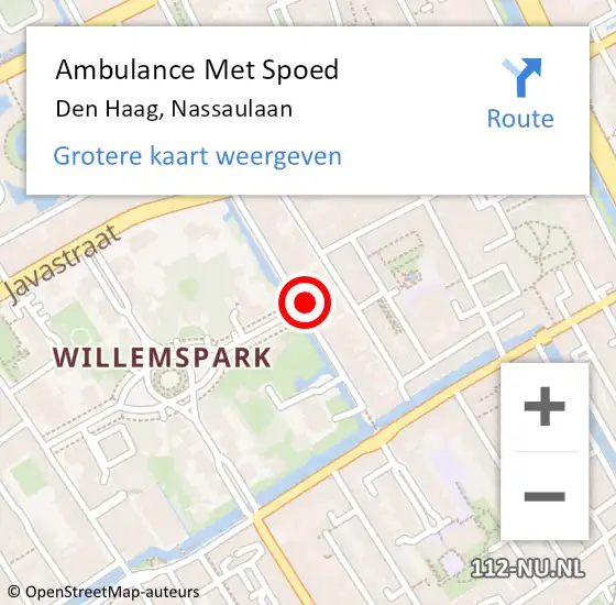 Locatie op kaart van de 112 melding: Ambulance Met Spoed Naar Den Haag, Nassaulaan op 3 juli 2022 12:15