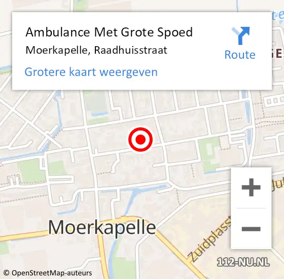 Locatie op kaart van de 112 melding: Ambulance Met Grote Spoed Naar Moerkapelle, Raadhuisstraat op 3 juli 2022 12:24