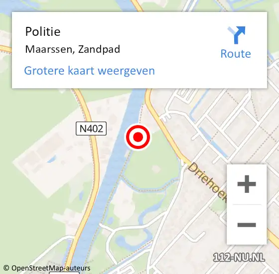 Locatie op kaart van de 112 melding: Politie Maarssen, Zandpad op 3 juli 2022 12:33