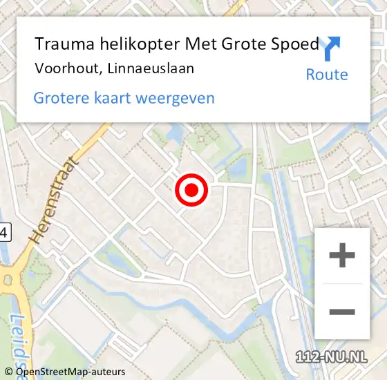 Locatie op kaart van de 112 melding: Trauma helikopter Met Grote Spoed Naar Voorhout, Linnaeuslaan op 3 juli 2022 12:43