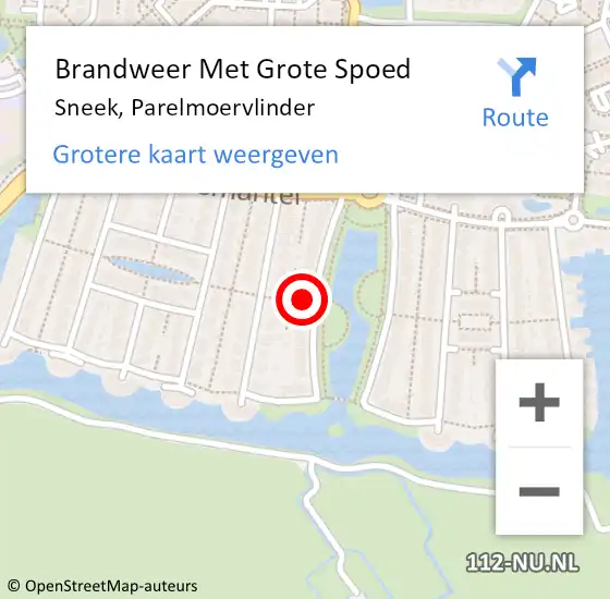 Locatie op kaart van de 112 melding: Brandweer Met Grote Spoed Naar Sneek, Parelmoervlinder op 3 juli 2022 12:50