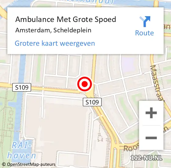 Locatie op kaart van de 112 melding: Ambulance Met Grote Spoed Naar Amsterdam, Scheldeplein op 3 juli 2022 13:03