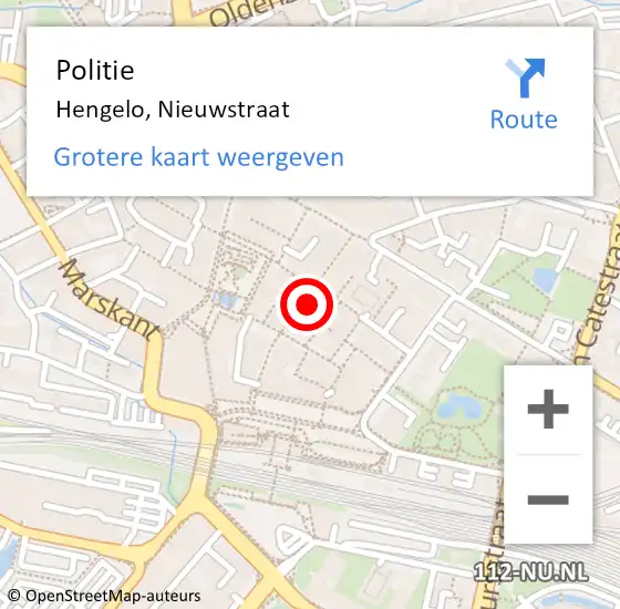 Locatie op kaart van de 112 melding: Politie Hengelo, Nieuwstraat op 3 juli 2022 13:12