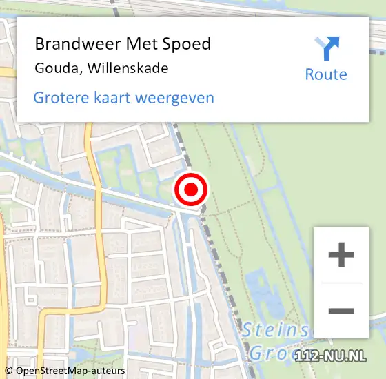 Locatie op kaart van de 112 melding: Brandweer Met Spoed Naar Gouda, Willenskade op 3 juli 2022 13:17