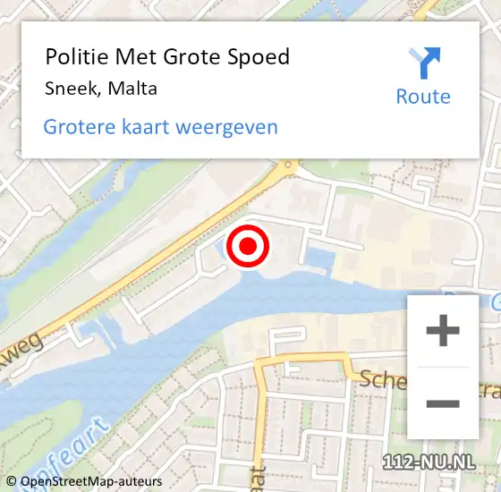 Locatie op kaart van de 112 melding: Politie Met Grote Spoed Naar Sneek, Malta op 3 juli 2022 13:19